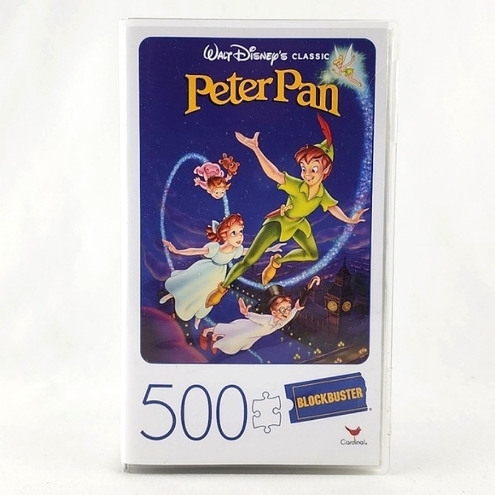 Disney Peter Pan 500 Piece Movie Poster Puzzle Blockbuster VHS Case